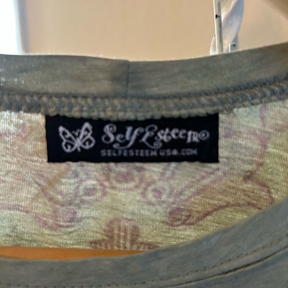 Y2K Self Esteem butterfly Floral Grunge Short Sleeve Top Graphic Sz Small - Picture 3 of 4